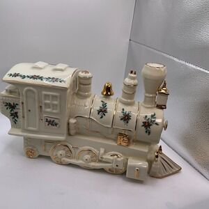 Lenox Christmas Holiday Junction Train Locomotive Engine 11.5in White Gold